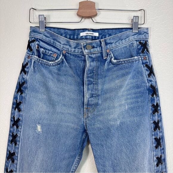 GRLFND Karolina Lace-Up Detail Jeans Size 28 - Picture 3 of 9